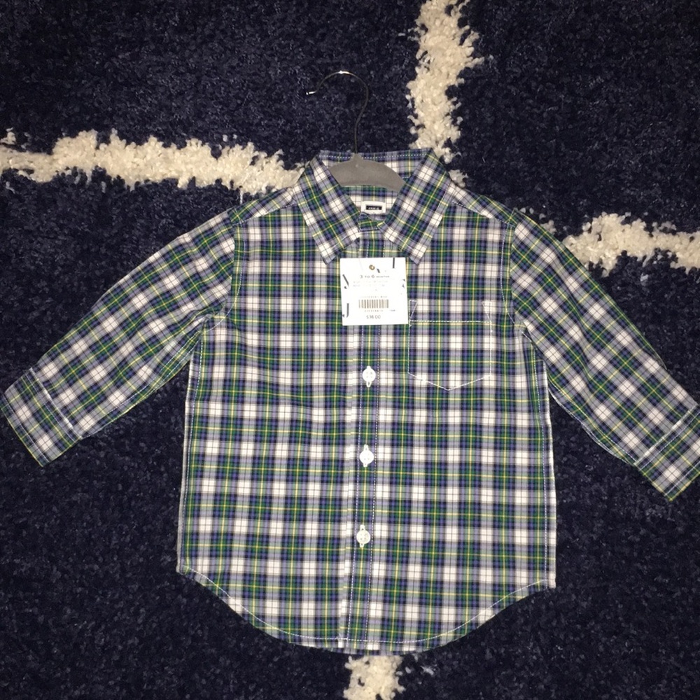 NEW Janie and Jack green button up shirt